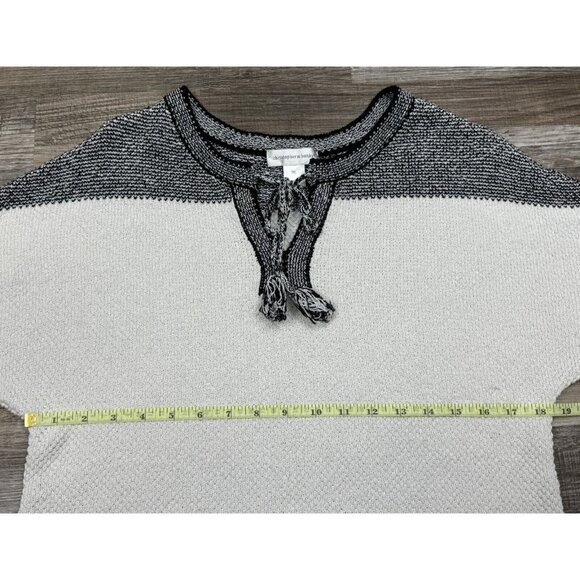 Christopher & Banks Womens Black White Tassel Pullover Sweater Short Sleeve XL - Picture 8 of 14